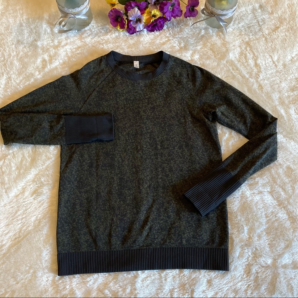 Lululemon Green Black Printed Crew Neck Sweatshirt Sz 10